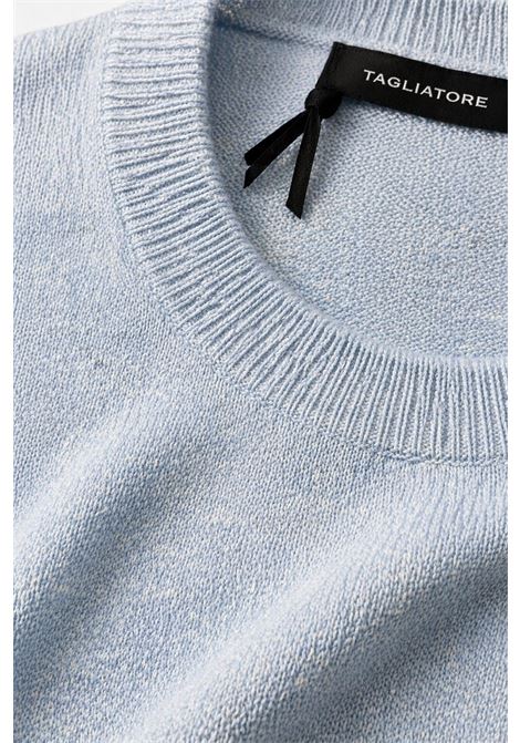 T-shirt in maglia Tagliatore azzurro chiaro in lino e cotone TAGLIATORE | T-shirt | JOSH GSE26-02736